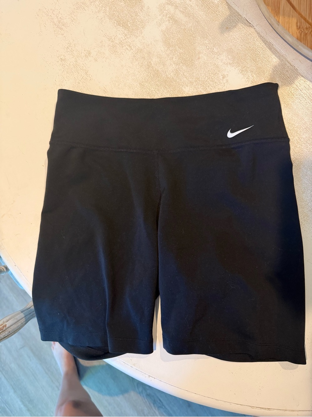 Nike Black Mid-Rise Bike Shorts with White Swoosh
